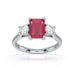 Ruby trilogy with round side stone Dress ring