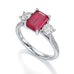 Ruby trilogy with round side stone Dress ring