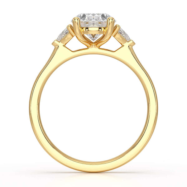 Oval Trilogy Engagement Ring with Trillion side stone