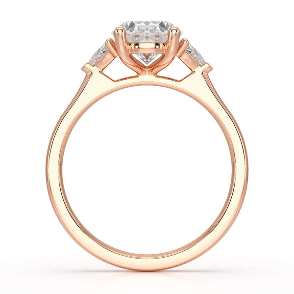 Oval Trilogy Engagement Ring with Trillion side stone