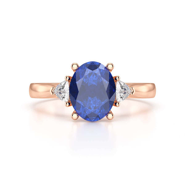 Sapphire trilogy with trillion cut side diamond Dress ring