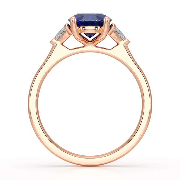 Sapphire trilogy with trillion cut side diamond Dress ring
