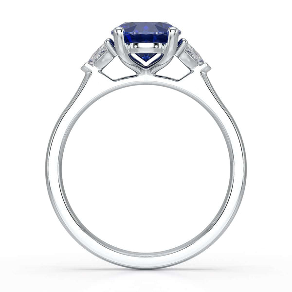 Sapphire trilogy with trillion cut side diamond Dress ring