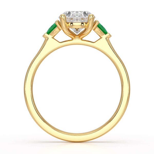 Oval trilogy with trillion side stones Dress ring