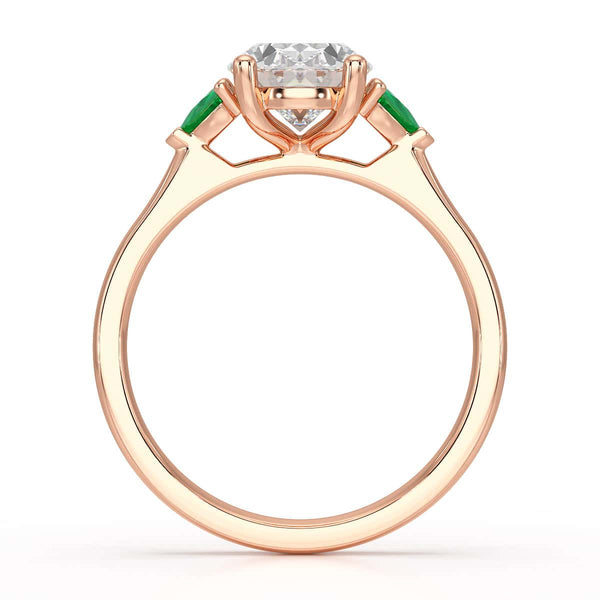 Oval trilogy with trillion side stones Dress ring