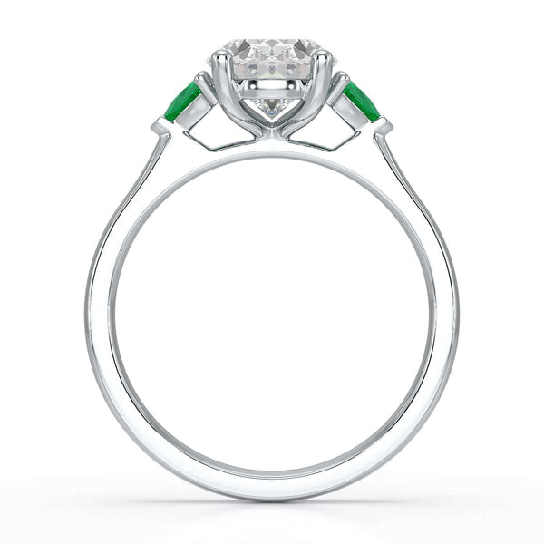 Oval trilogy with trillion side stones Dress ring