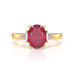 Ruby trilogy with trillion cut side diamond Dress ring