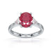 Ruby trilogy with trillion cut side diamond Dress ring