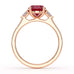 Ruby trilogy with trillion cut side diamond Dress ring