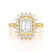 18ct Gold Emerald Cut Halo Diamond Engagement Ring