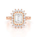 18ct Gold Emerald Cut Halo Diamond Engagement Ring