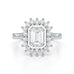 18ct Gold Emerald Cut Halo Diamond Engagement Ring