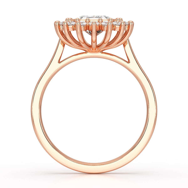 18ct Gold Emerald Cut Halo Diamond Engagement Ring