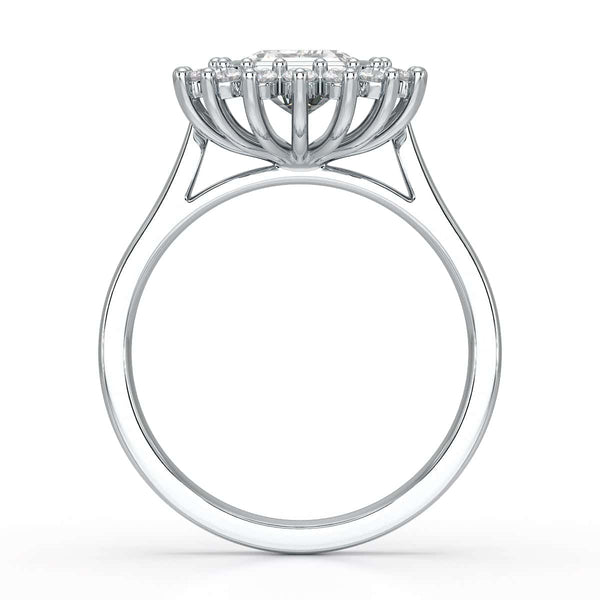 18ct Gold Emerald Cut Halo Diamond Engagement Ring