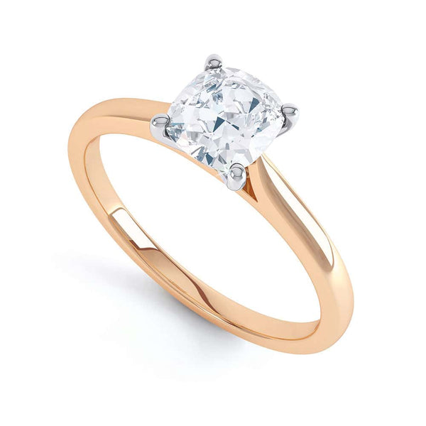 Cushion Cut Centre Stone, 4 claw, Diamond Engagement Ring with split Knife Edge Shoulders