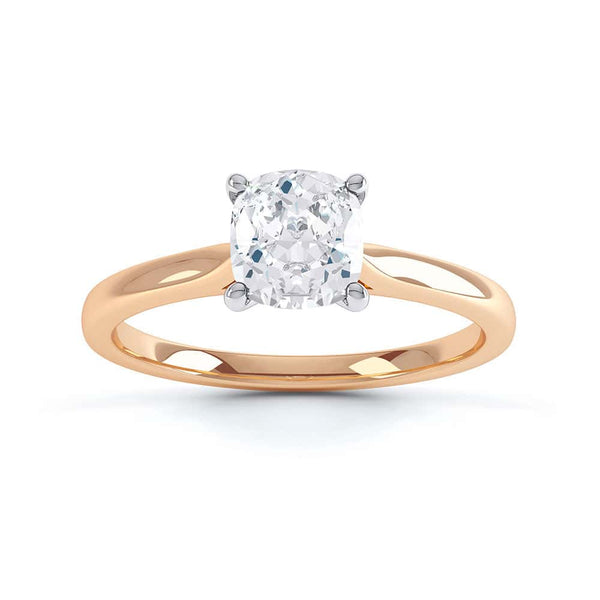 Cushion Cut Centre Stone, 4 claw, Diamond Engagement Ring with split Knife Edge Shoulders