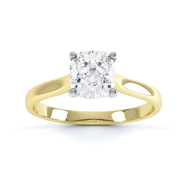 Cushion Cut Centre Stone, 4 claw, Diamond Engagement Ring with Tapered Shoulders