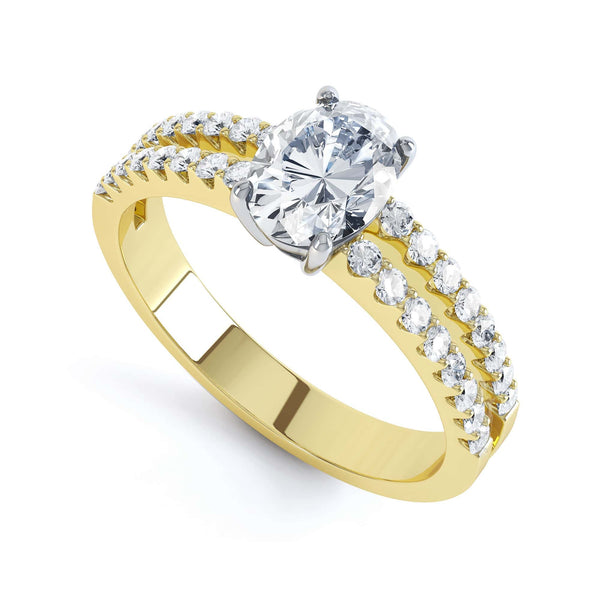 Diamond Engagement Ring- Oval Cut With Double Row Diamond Set Shoulders