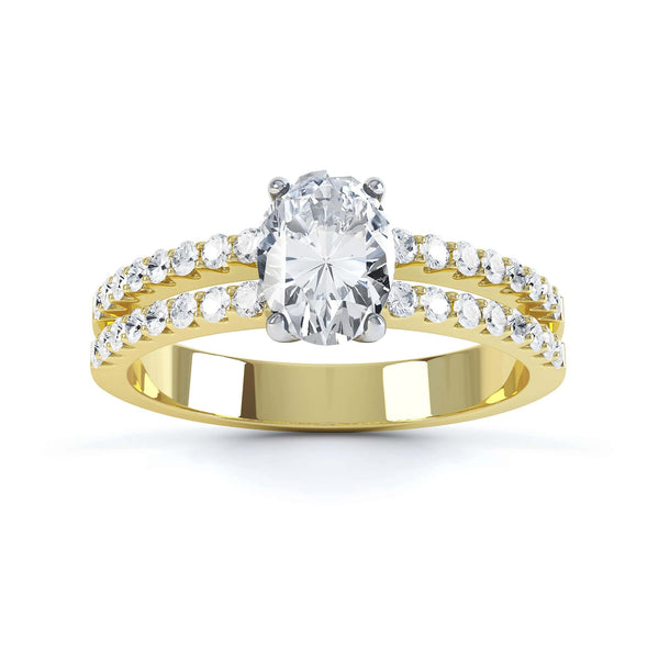 Diamond Engagement Ring- Oval Cut With Double Row Diamond Set Shoulders