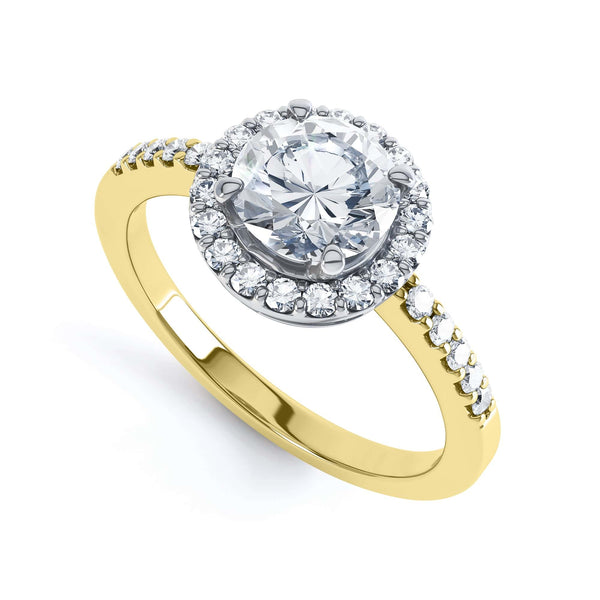 18ct Gold Halo Diamond Engagement Ring - Round Shape