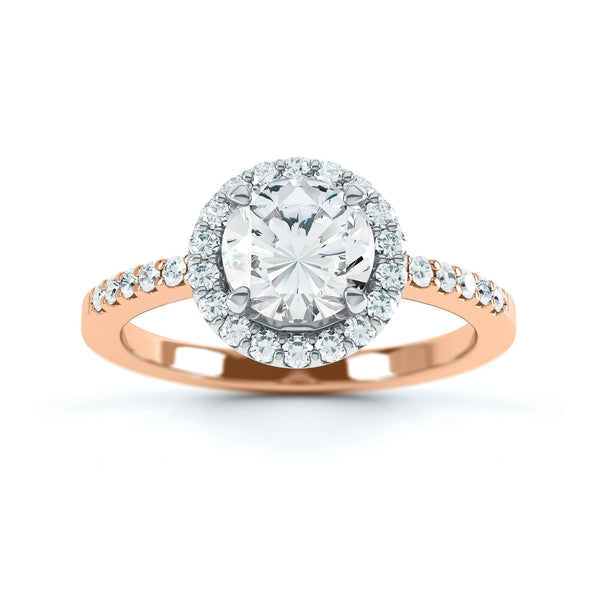 18ct Gold Halo Diamond Engagement Ring - Round Shape