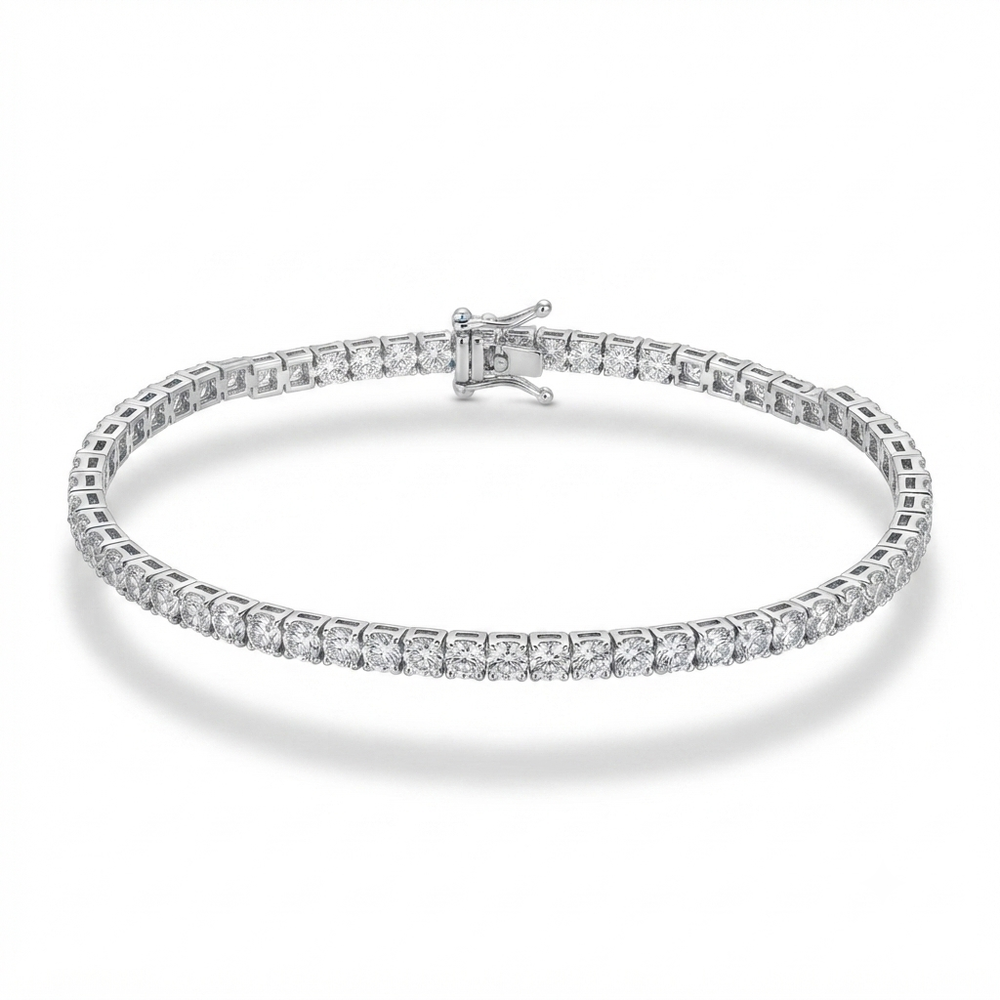 9K White Gold 5.04ct Diamond Tennis Bracelet 7''