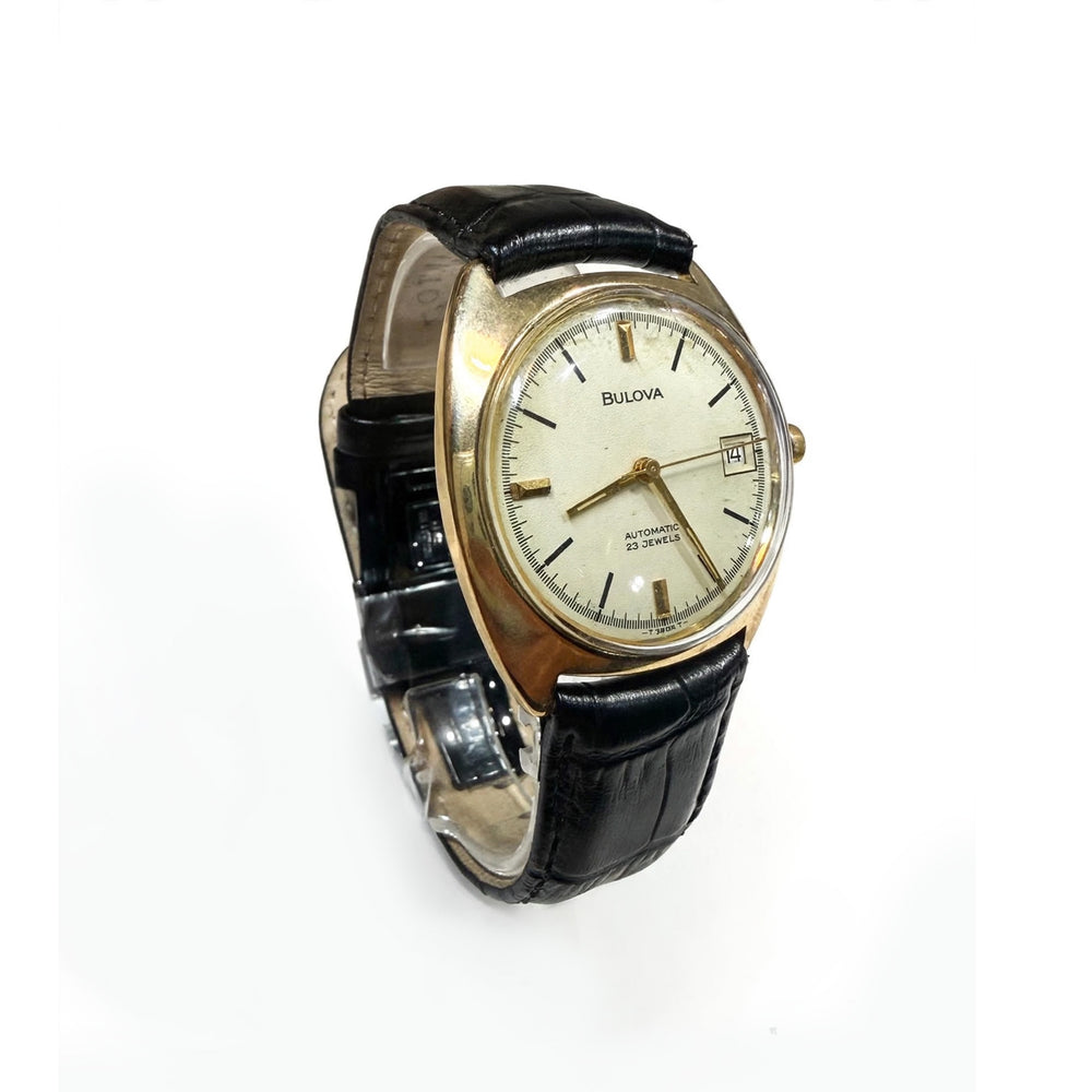 Vintage 9K Yellow Gold Bulova Automatic 23 Jewels Date Watch