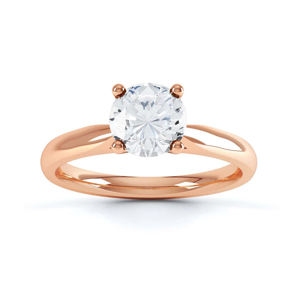 Round Brilliant Cut Centre Stone, 4 claw, Tapered Shoulders, Diamond Engagement Ring