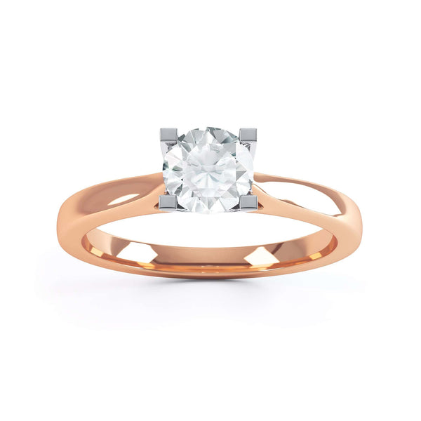 Round Brilliant Cut Centre Stone, Four claw, Tapered Shoulders, Diamond Engagement Ring