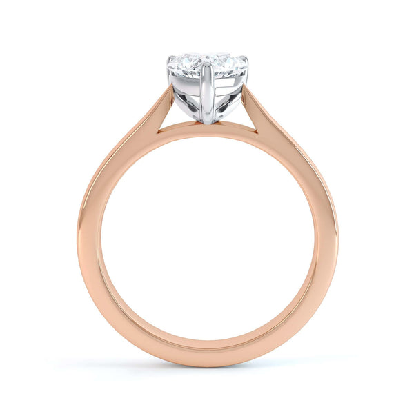 Heart Shaped Solitaire, 3 Claws split Knife Edge Shoulders