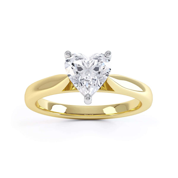 Heart Shaped Solitaire, 3 Claws split Knife Edge Shoulders