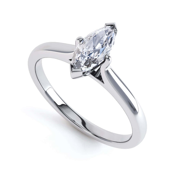 Marquise Cut Centre Stone, Two V claw, Diamond Engagement Ring with split shoulders