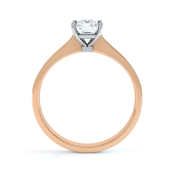 Emerald Cut Diamond Solitaire Engagement Ring With Diamond Shoulders