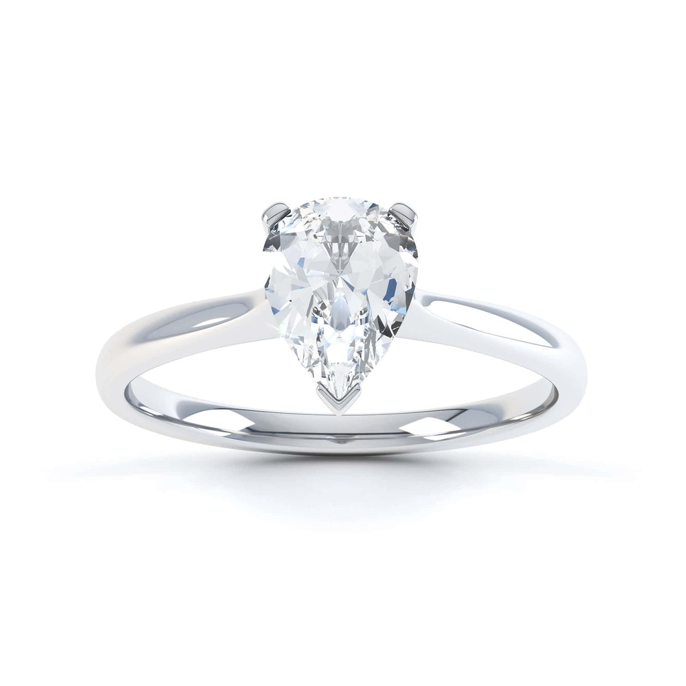 Diamond Solitaire Engagement Ring with a Pear Shape Diamond with a Knife Edge shoulders