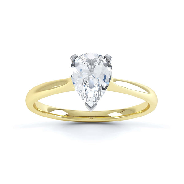 Diamond Solitaire Engagement Ring with a Pear Shape Diamond with a Knife Edge shoulders