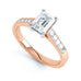 Emerald Cut Diamond Solitaire Engagement Ring With Diamond Shoulders