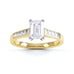 Emerald Cut Diamond Solitaire Engagement Ring With Diamond Shoulders