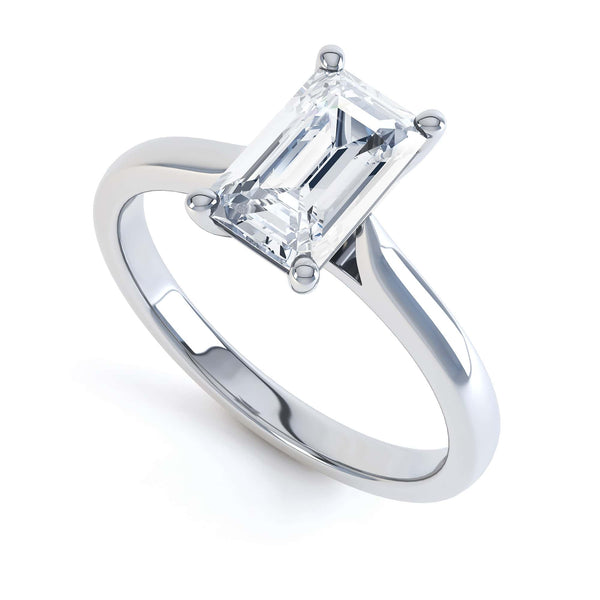 Diamond Engagement Ring- Emerald Corner Claw Tapered Shoulders