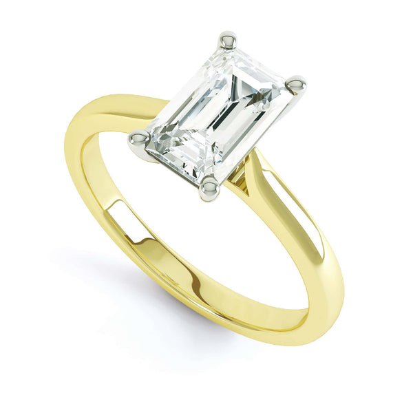 Diamond Engagement Ring- Emerald Corner Claw Tapered Shoulders