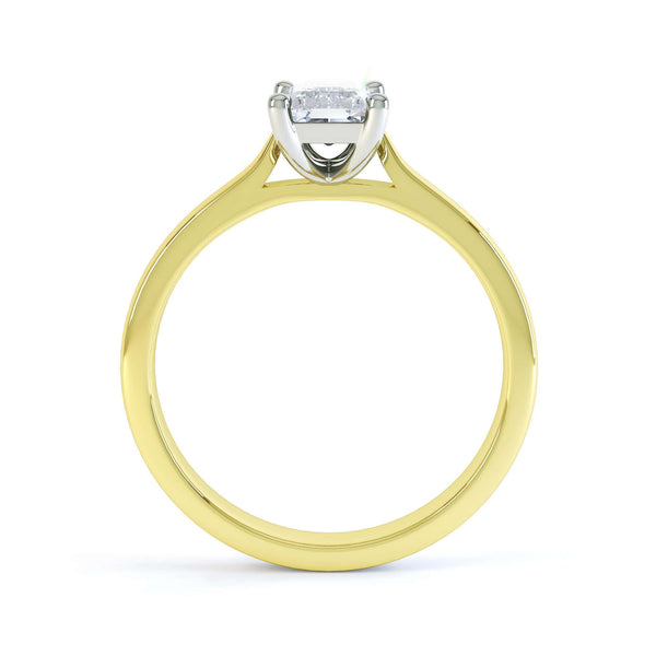Diamond Engagement Ring- Emerald Corner Claw Tapered Shoulders