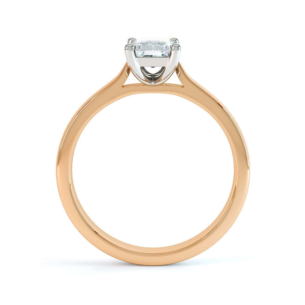 Diamond Engagement Ring- Emerald Corner Claw Tapered Shoulders