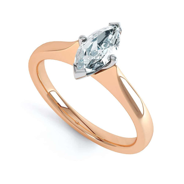 Marquise Cut Centre Stone, Two V claw, Diamond Engagement Ring with Knife Edge Shoulders