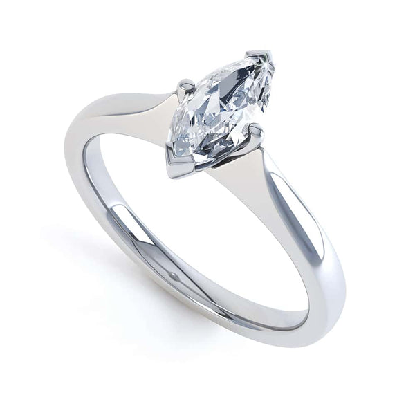 Marquise Cut Centre Stone, Two V claw, Diamond Engagement Ring with Knife Edge Shoulders