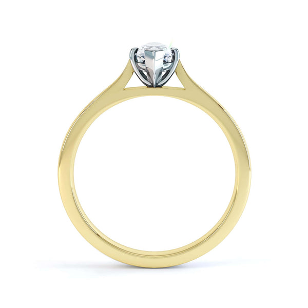 Marquise Cut Centre Stone, Two V claw, Diamond Engagement Ring with Knife Edge Splite Shoulders