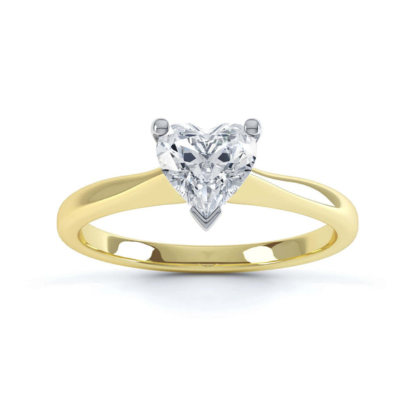 Heart Shaped Solitaire, 3 Claws Knife Edge Shoulders