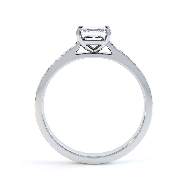 Princess Shaped Solitaire Diamond Set Shoulders