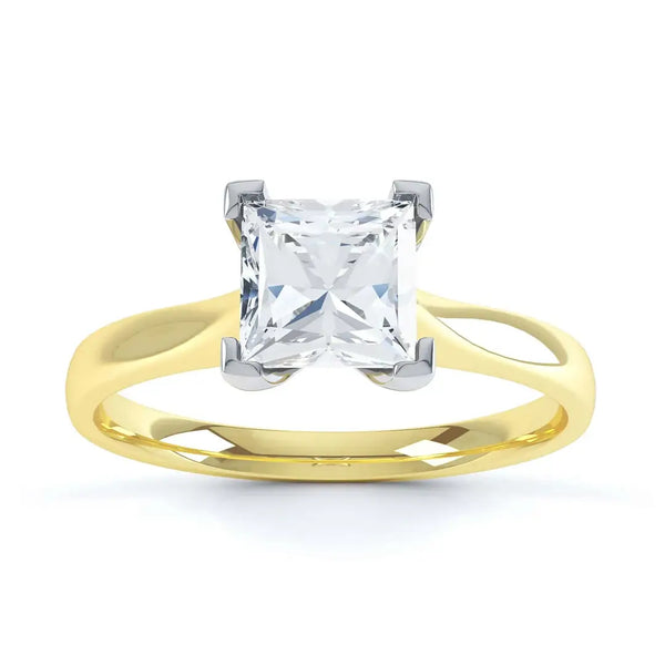 Princess Cut Centre Stone, 4 V claw, Diamond Engagement Ring