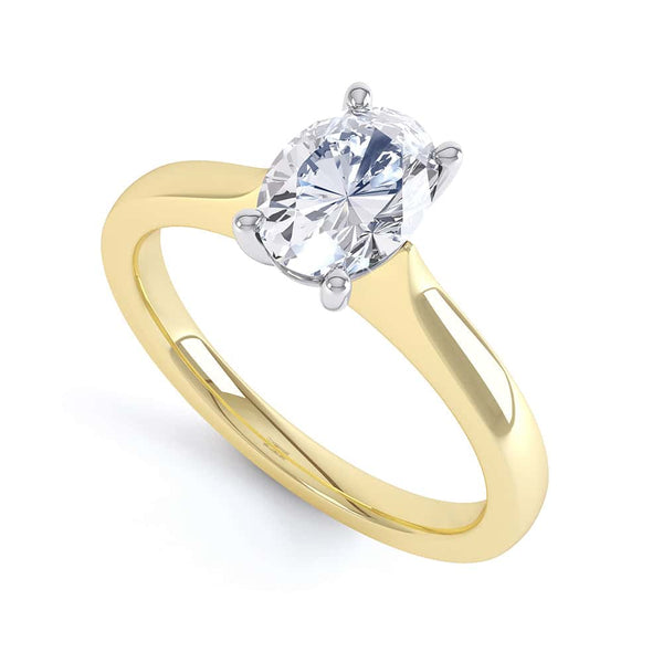 Oval Cut Centre Stone, 4 claws, Diamond Engagement Ring with Knife edge shoulders