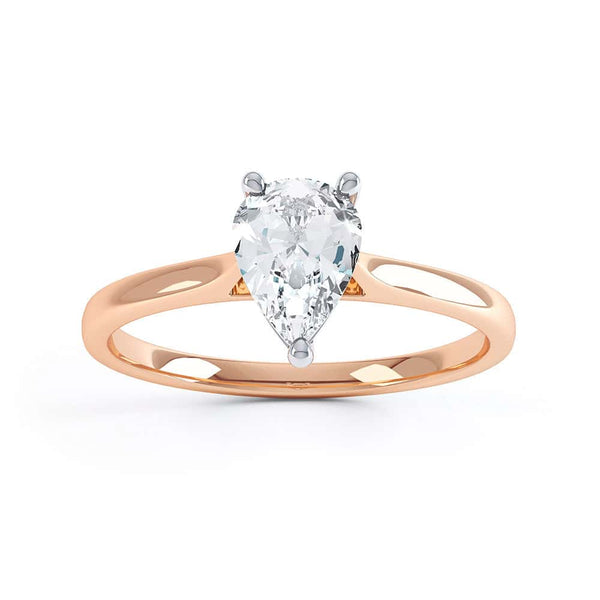 Diamond Solitaire Engagement Ring with a Pear Shape Diamond and Tapered Shoulders
