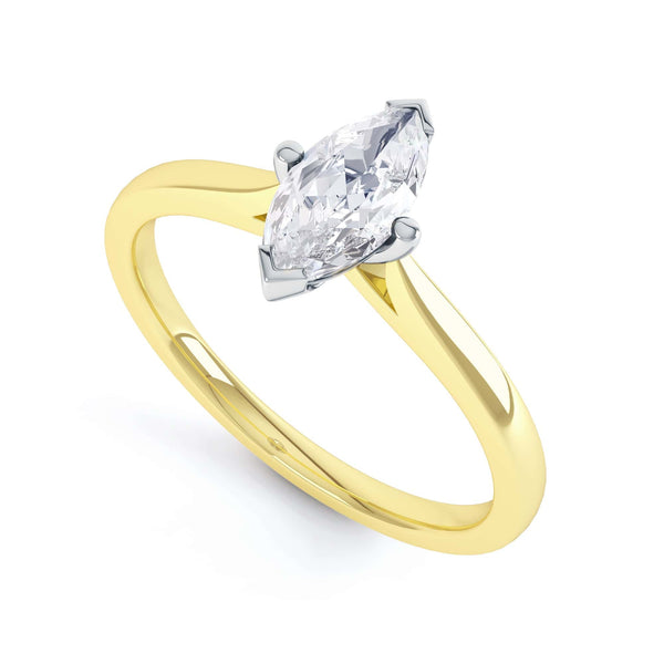 Marquise-Cut Centre Stone, V claws, Diamond Engagement Ring with Knife Edge Shoulders with cathedral setting